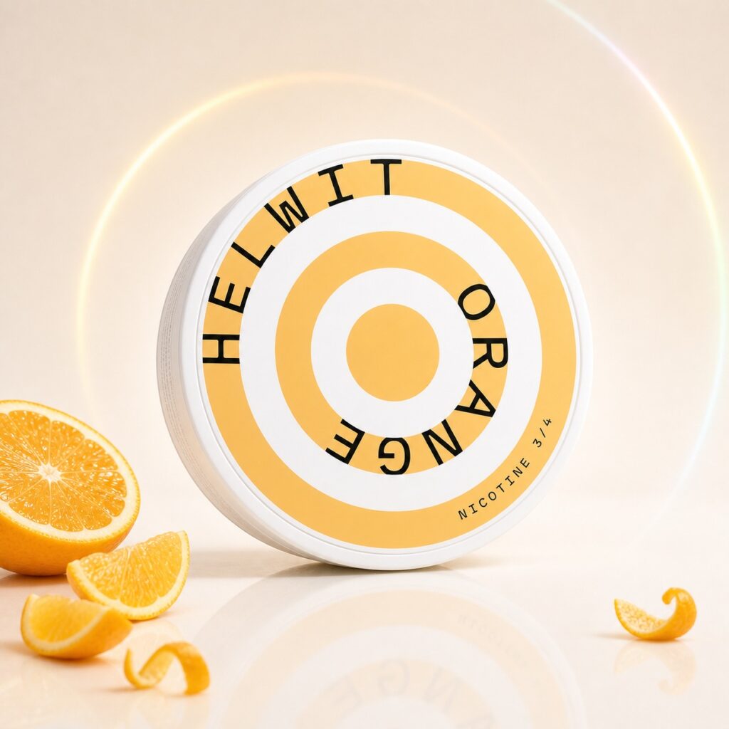 Helwit Orange 4.5mg Nicotine Pouches — 4.5mg nicotine per pouch, slim format, 20 pouches