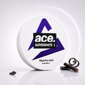Ace Liquorice Mint 9.6mg Nicotine Pouches — 9.6mg nicotine per pouch, slim format, 20 pouches