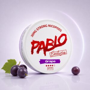 Pablo Grape Ice 30mg Nicotine Pouches — 30mg nicotine per pouch, slim format, 20 pouches