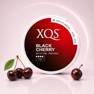 XQS Black Cherry 8mg Nicotine Pouches — 8mg nicotine per pouch, slim format, 20 pouches