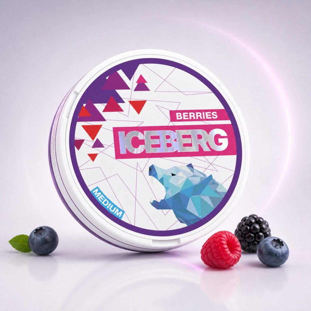Iceberg Berries 12mg Nicotine Pouches — 12mg nicotine per pouch, slim format, 20 pouches