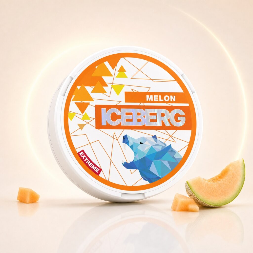 Iceberg Melon Peach 35mg Nicotine Pouches — 35mg nicotine per pouch, slim format, 20 pouches