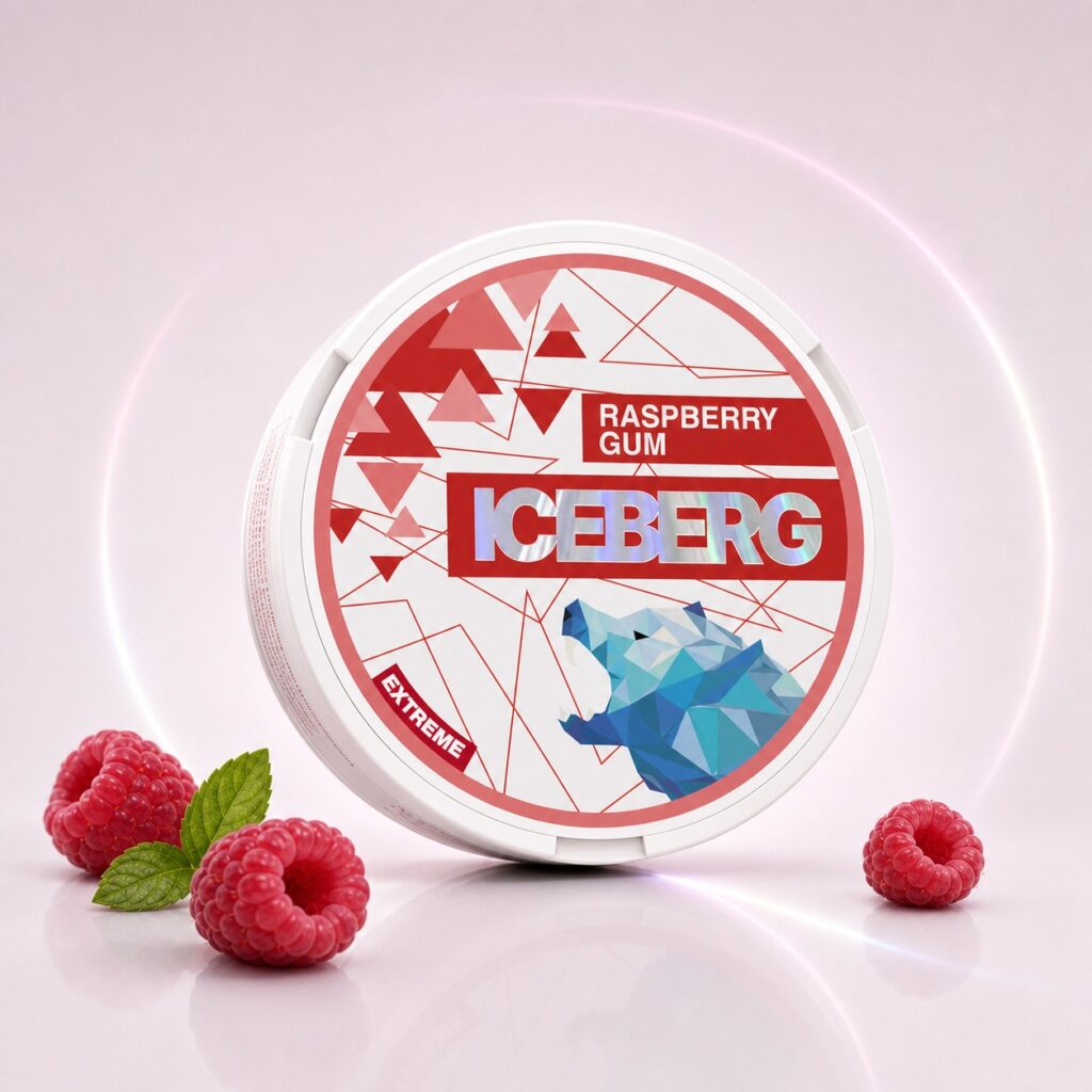 Iceberg Raspberry Gum 35mg Nicotine Pouches — 35mg nicotine per pouch, slim format, 20 pouches