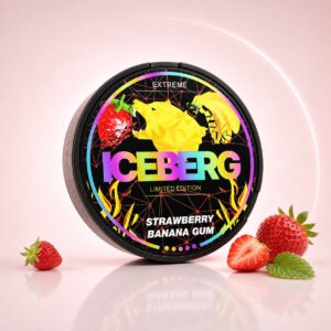 Iceberg Strawberry Banana Gum 40mg Nicotine Pouches — 40mg nicotine per pouch, slim format, 20 pouches
