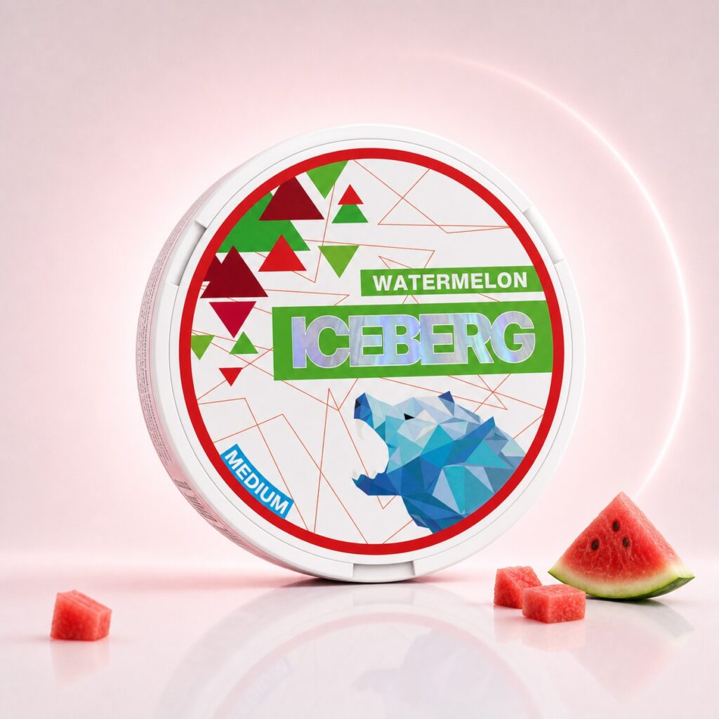 Iceberg Watermelon 12mg Nicotine Pouches — 12mg nicotine per pouch, slim format, 20 pouches
