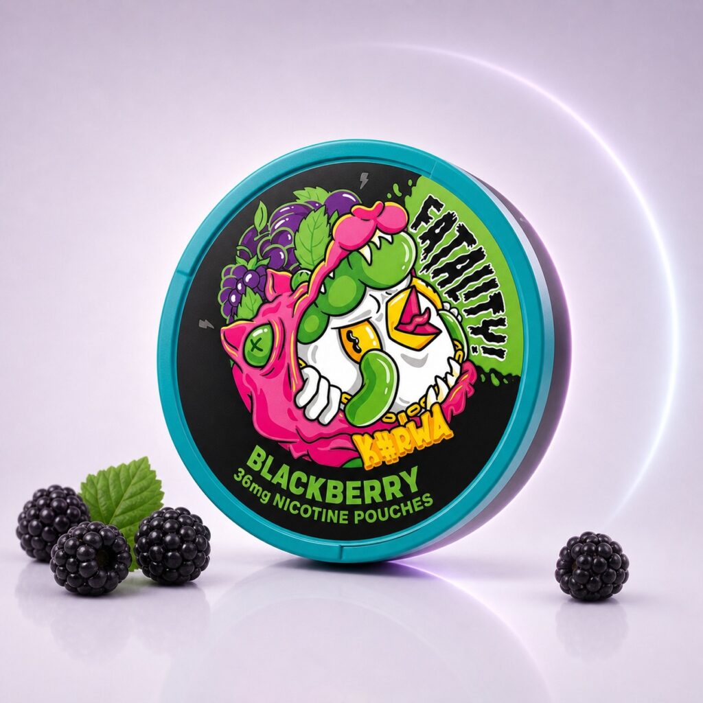 Kurwa Black Fruit Mint 36mg Nicotine Pouches — 36mg nicotine per pouch, slim format, 20 pouches