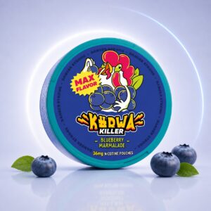 Kurwa Blueberry Marmalade 36mg Nicotine Pouches — 36mg nicotine per pouch, slim format, 20 pouches