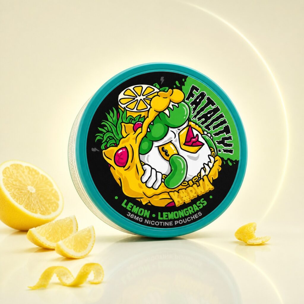 Kurwa Lemon Lemongrass 36mg Nicotine Pouches — 36mg nicotine per pouch, slim format, 20 pouches