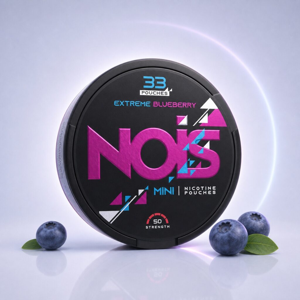 Nois Extreme Blueberry 15.2mg Nicotine Pouches — 15.2mg nicotine per pouch, mini format, 33 pouches