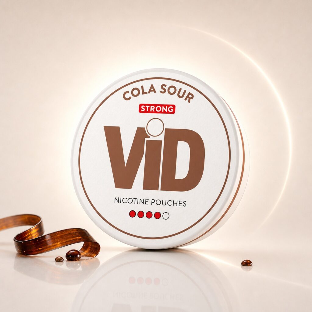 ViD Cola Sour 8mg Nicotine Pouches — 8mg nicotine per pouch, slim format, 20 pouches