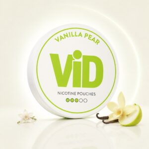 ViD Vanilla Pear 6mg Nicotine Pouches — 6mg nicotine per pouch, slim format, 20 pouches