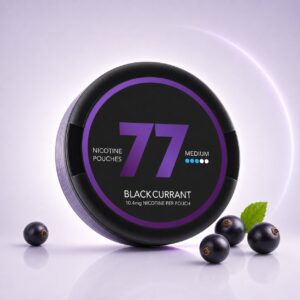 77 Black Currant 10.4mg Nicotine Pouches — 10.4mg nicotine per pouch, slim format, 20 pouches