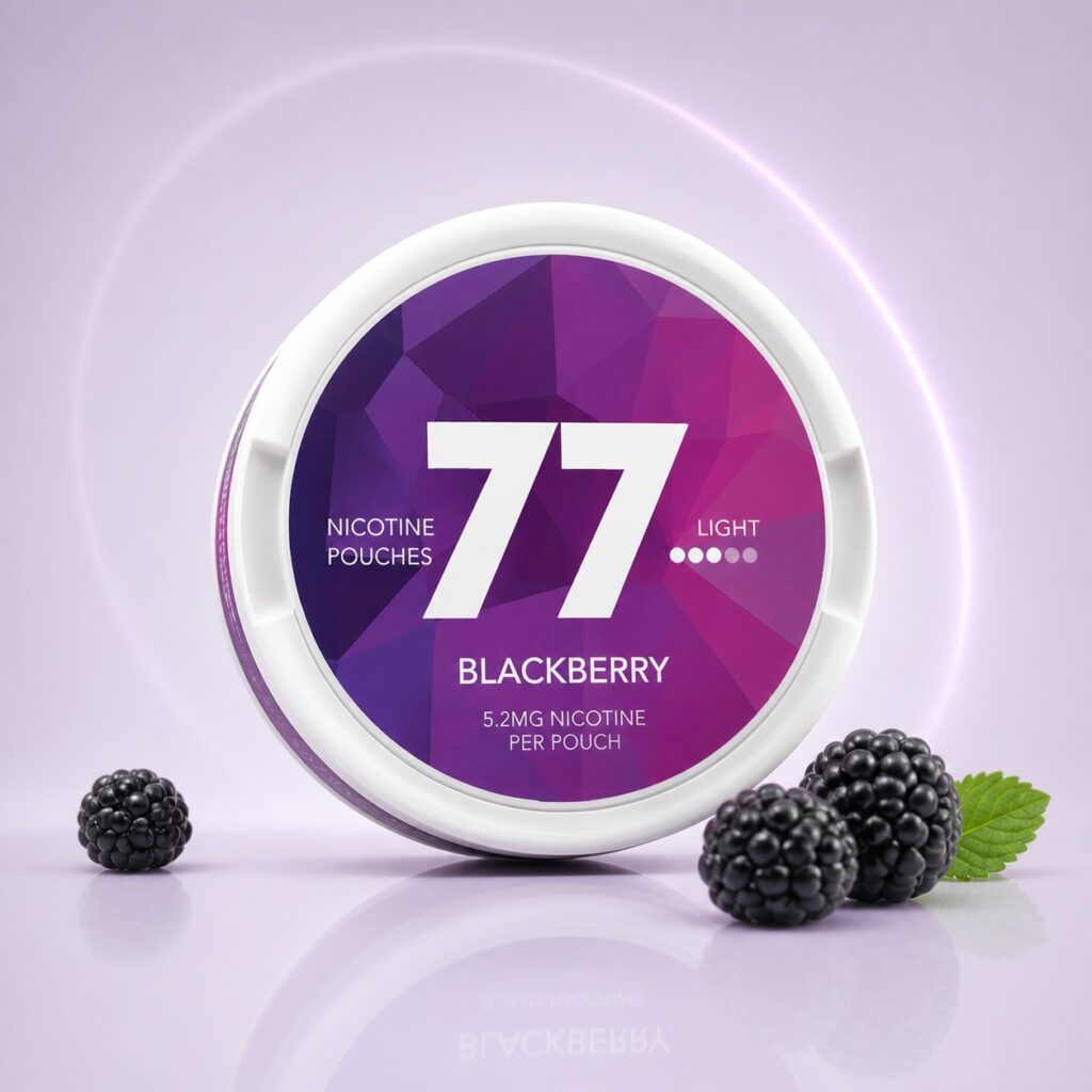 77 Forest Fruits 5.2mg Nicotine Pouches — 5.2mg nicotine per pouch, slim format, 20 pouches
