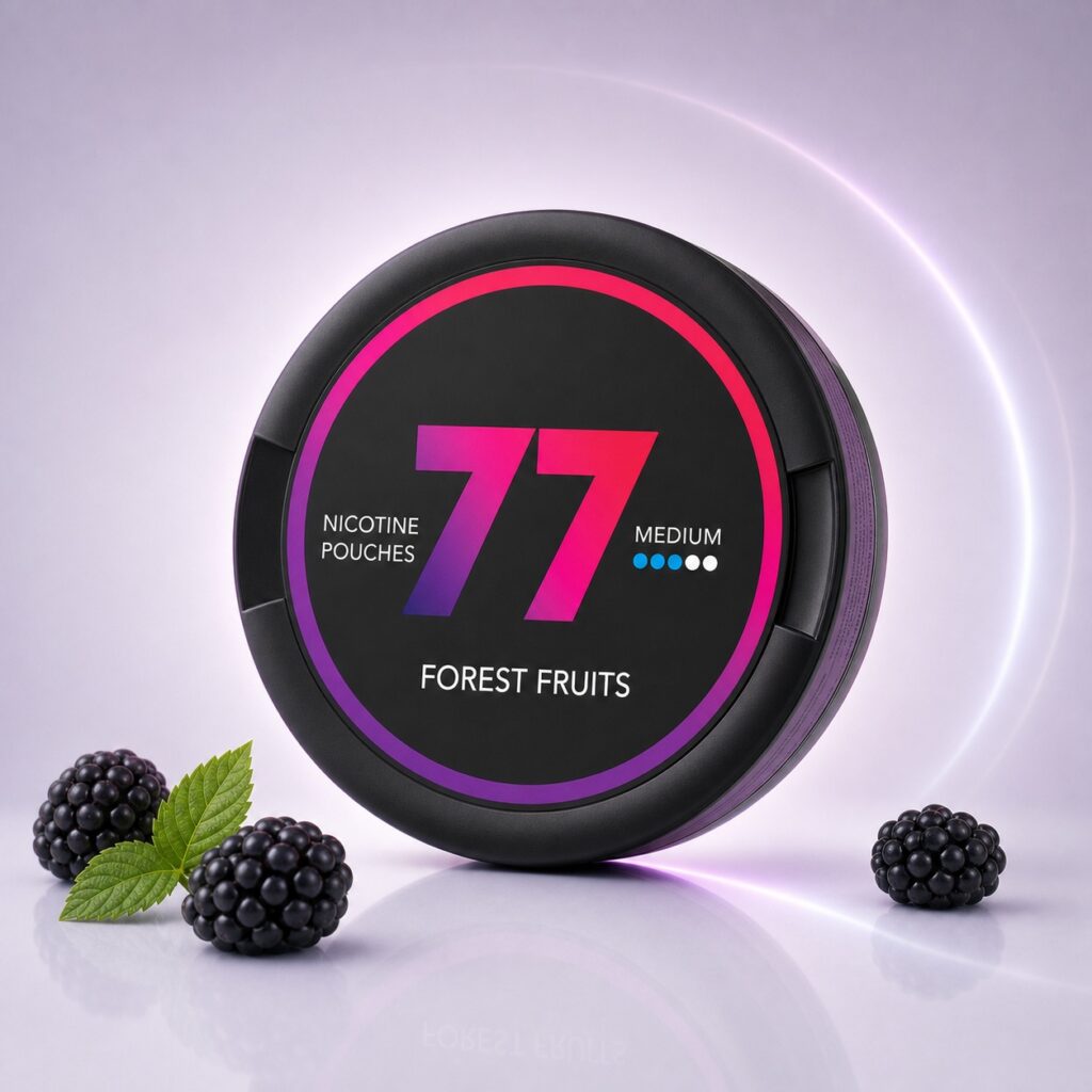 77 Forest Fruits 10.4mg Nicotine Pouches — 10.4mg nicotine per pouch, slim format, 20 pouches