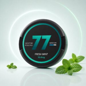 77 Fresh Mint 10.4mg Nicotine Pouches — 10.4mg nicotine per pouch, slim format, 20 pouches