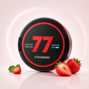 77 Strawberry 10.4mg Nicotine Pouches — 10.4mg nicotine per pouch, slim format, 20 pouches