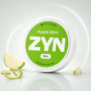 ZYN Apple Mint 3mg Nicotine Pouches — 3mg nicotine per pouch, mini format, 20 pouches