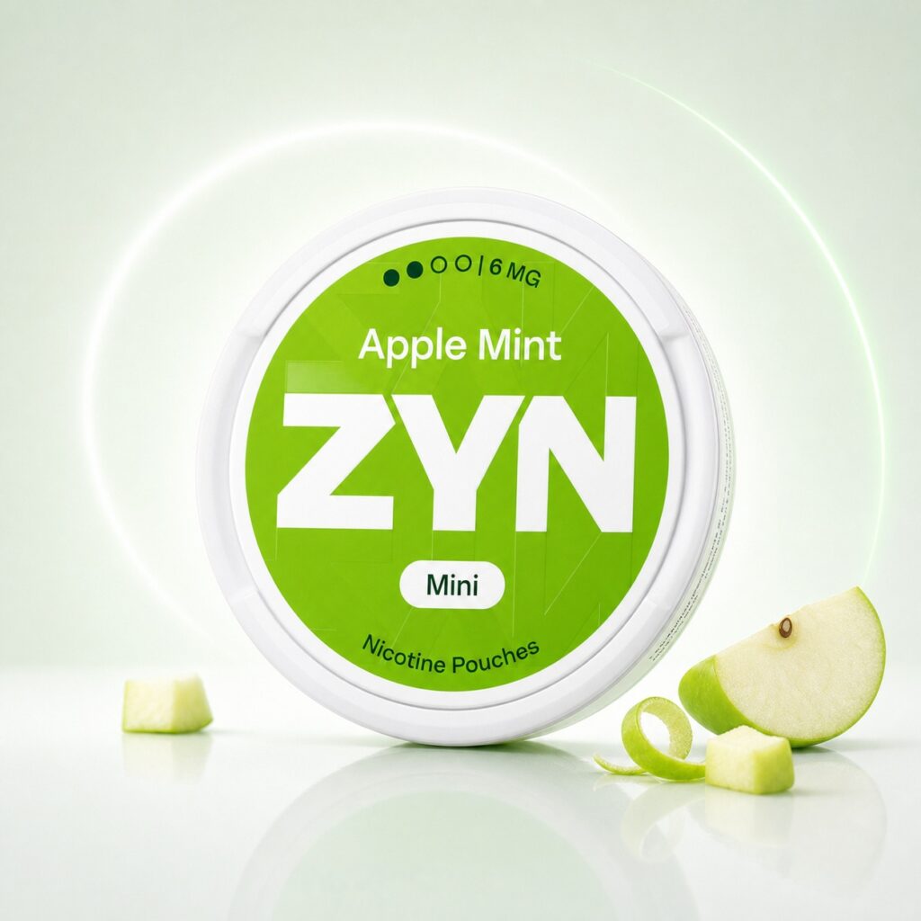 ZYN Apple Mint 6mg Nicotine Pouches — 6mg nicotine per pouch, mini format, 20 pouches