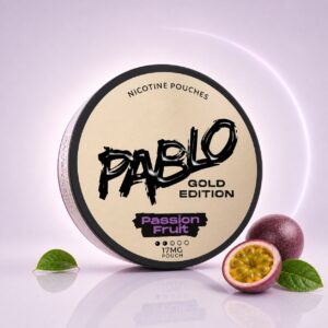 Pablo Passion Fruit 17mg Nicotine Pouches — 17mg nicotine per pouch, slim format, 20 pouches