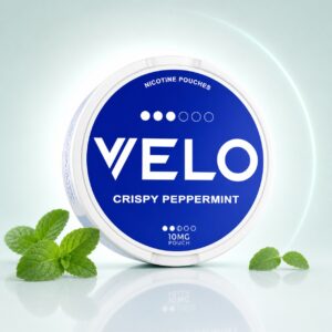 Velo Crispy Peppermint 10mg Nicotine Pouches — 10mg nicotine per pouch, slim format, 20 pouches