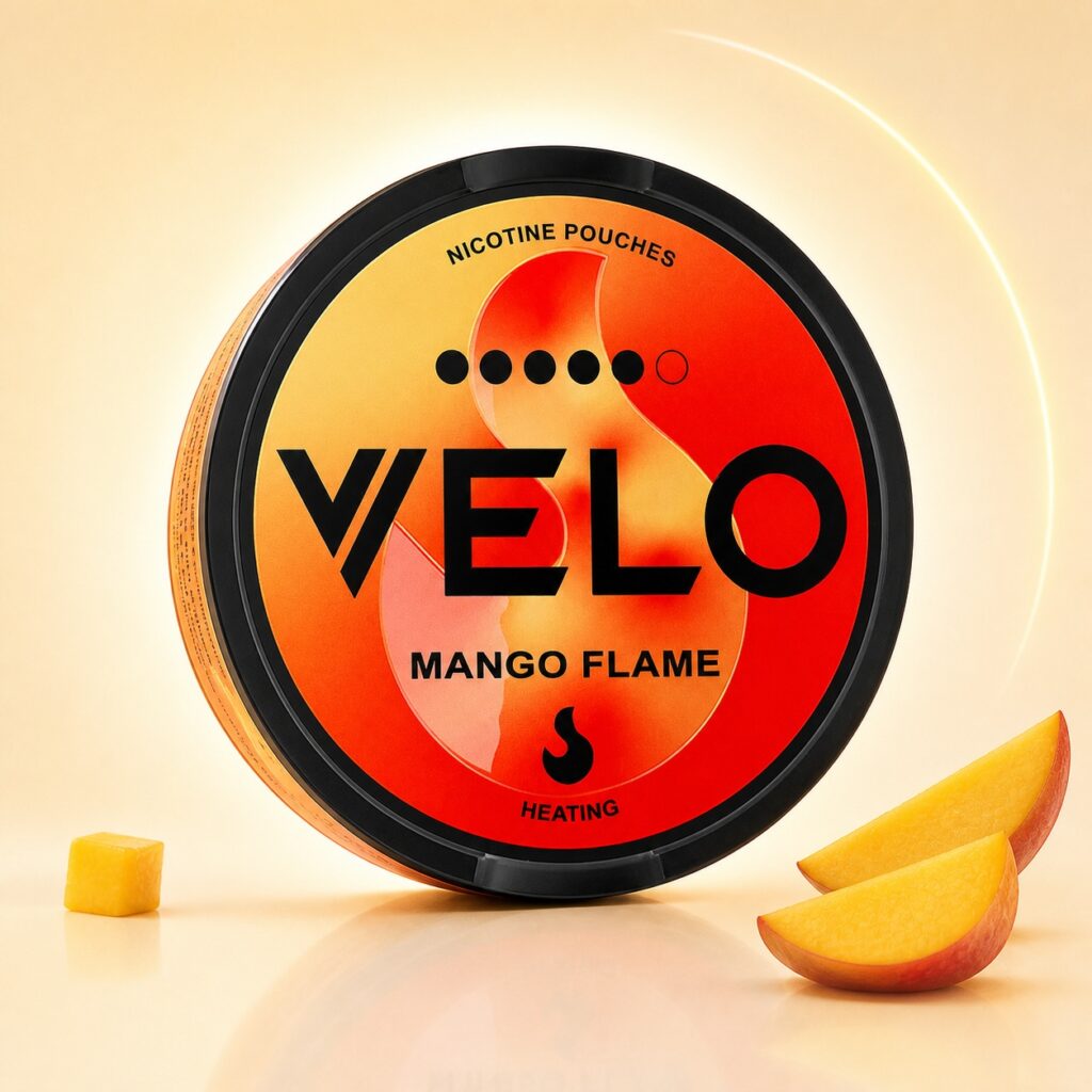 Velo Mango Flame 14mg Nicotine Pouches — 14mg nicotine per pouch, slim format, 20 pouches
