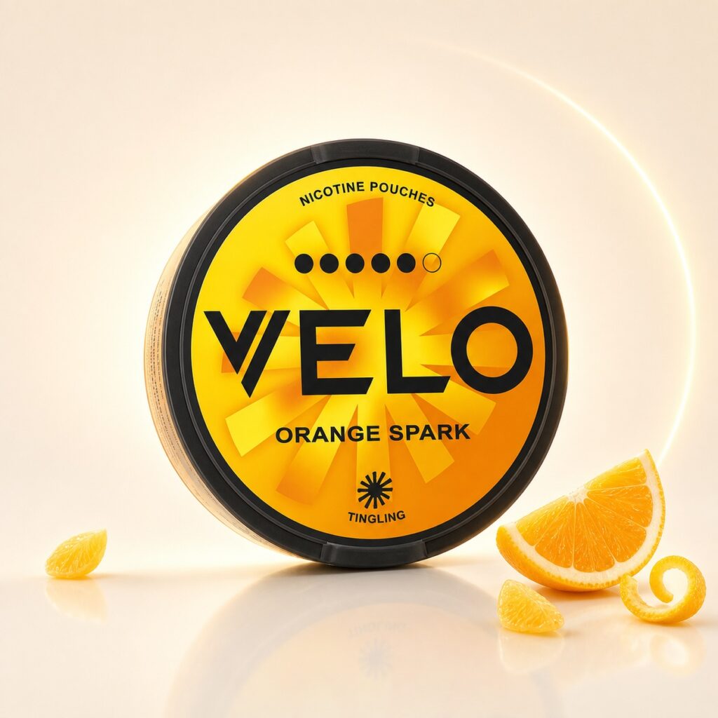 Velo Orange Spark 14mg Nicotine Pouches — 14mg nicotine per pouch, slim format, 20 pouches