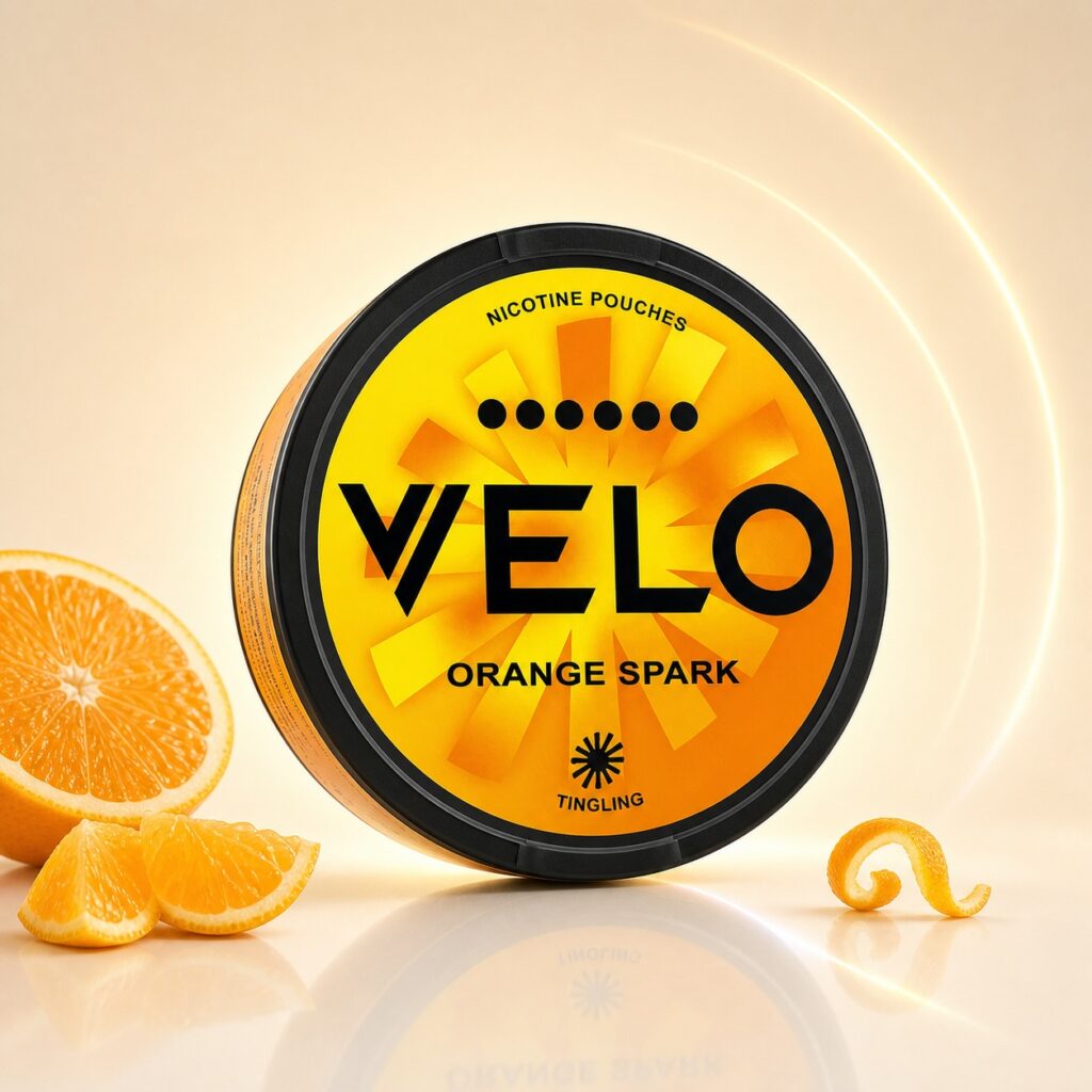 Velo Orange Spark 17mg Nicotine Pouches — 17mg nicotine per pouch, slim format, 20 pouches