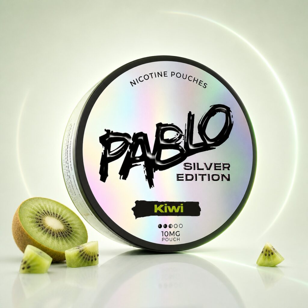 Pablo Kiwi 10mg Nicotine Pouches — 10mg nicotine per pouch, slim format, 20 pouches