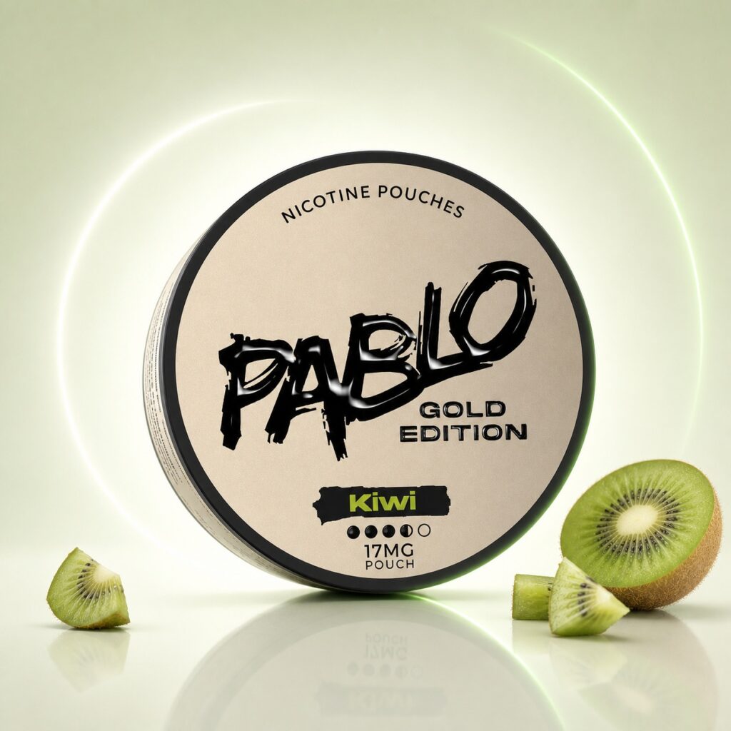 Pablo Kiwi 17mg Nicotine Pouches — 17mg nicotine per pouch, slim format, 20 pouches