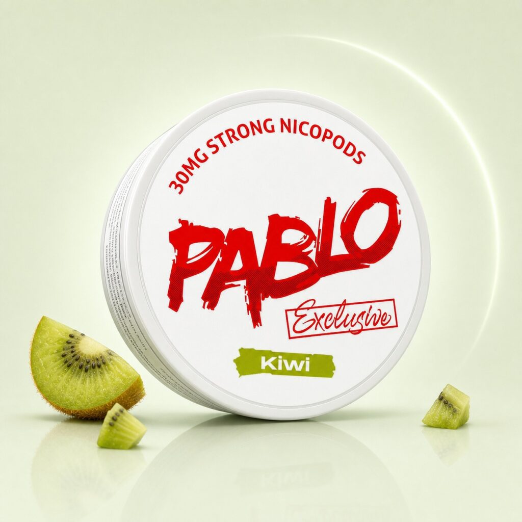 Pablo Kiwi 30mg Nicotine Pouches — 30mg nicotine per pouch, slim format, 20 pouches