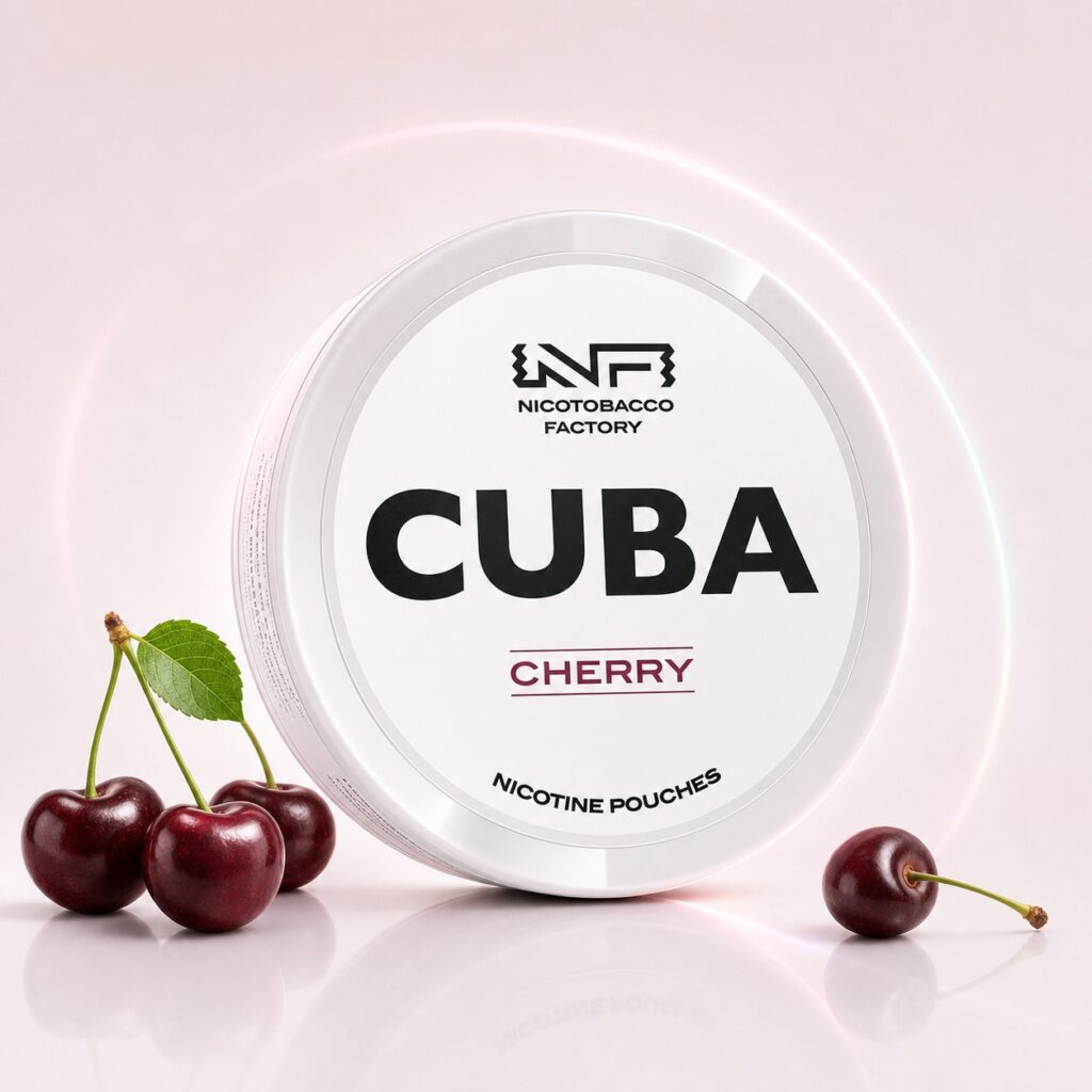 Cuba Cherry 10.4mg Nicotine Pouches — 10.4mg nicotine per pouch, slim format, 20 pouches