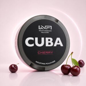 Cuba Cherry 43mg Nicotine Pouches — 43mg nicotine per pouch, slim format, 20 pouches