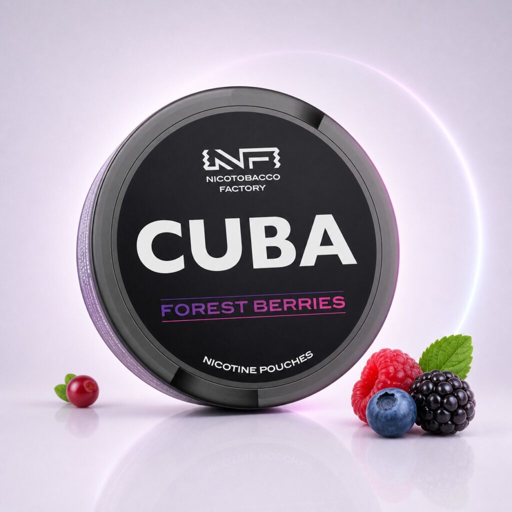 Cuba Forest Berries 43mg Nicotine Pouches — 43mg nicotine per pouch, slim format, 20 pouches