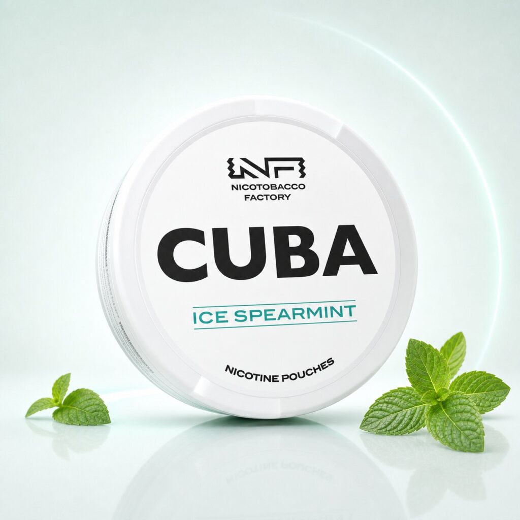 Cuba Ice Spearmint 16mg Nicotine Pouches — 16mg nicotine per pouch, slim format, 20 pouches