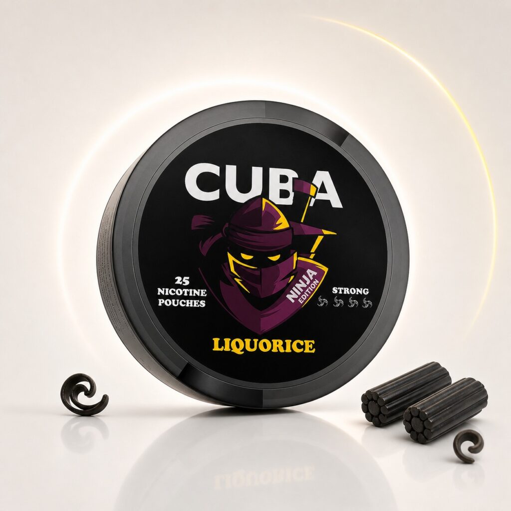 Cuba Liquorice 16.5mg Nicotine Pouches — 16.5mg nicotine per pouch, slim format, 25 pouches