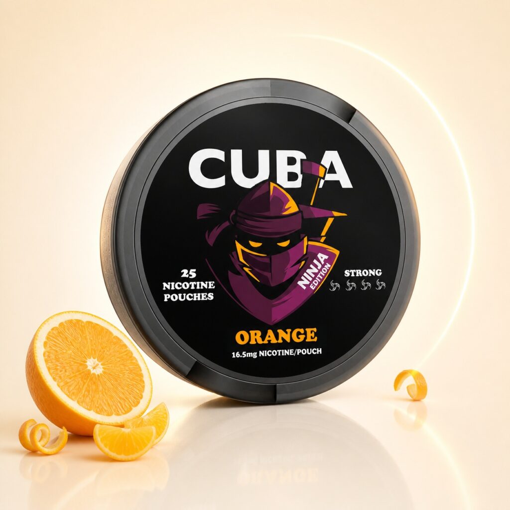 Cuba Orange 16.5mg Nicotine Pouches — 16.5mg nicotine per pouch, slim format, 25 pouches