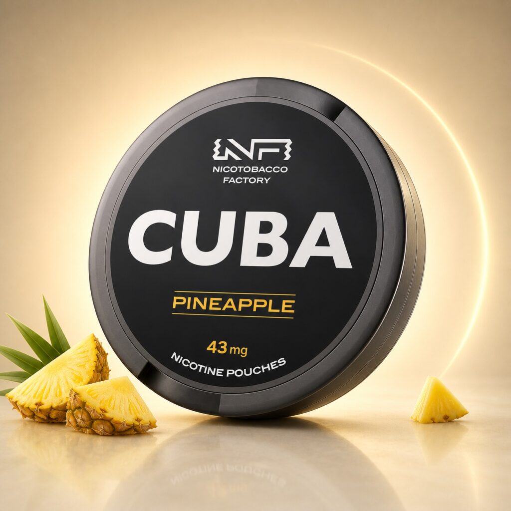 Cuba Pineapple 43mg Nicotine Pouches — 43mg nicotine per pouch, slim format, 20 pouches