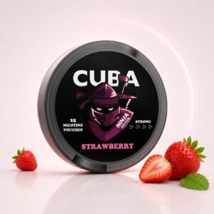 Cuba Strawberry 16.5mg Nicotine Pouches — 16.5mg nicotine per pouch, slim format, 25 pouches