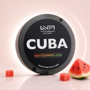 Cuba Watermelon 43mg Nicotine Pouches — 43mg nicotine per pouch, slim format, 20 pouches