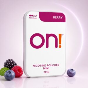 On! Berry 3mg Nicotine Pouches — 3mg nicotine per pouch, mini format, 20 pouches