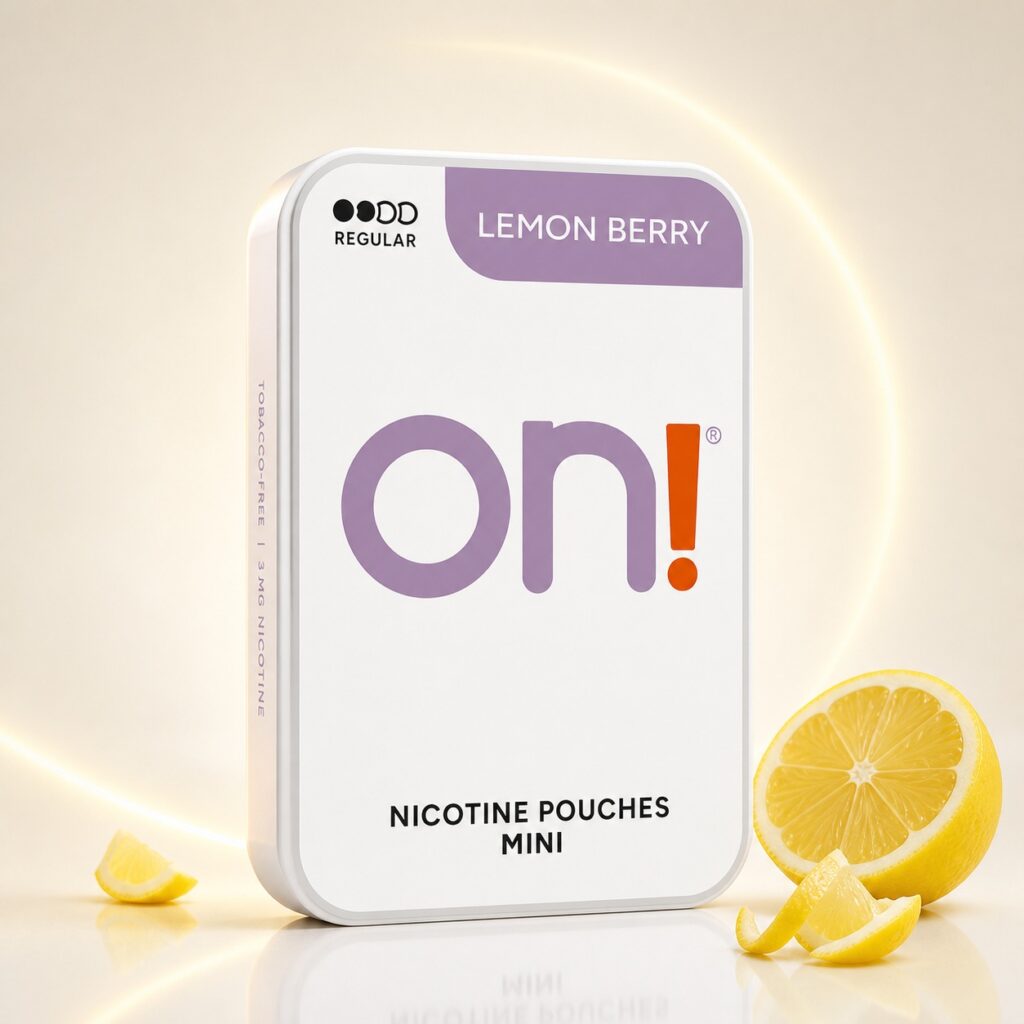 On! Lemon Berry 3mg Nicotine Pouches — 3mg nicotine per pouch, mini format, 20 pouches