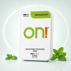 On! Spearmint 3mg Nicotine Pouches — 3mg nicotine per pouch, mini format, 20 pouches