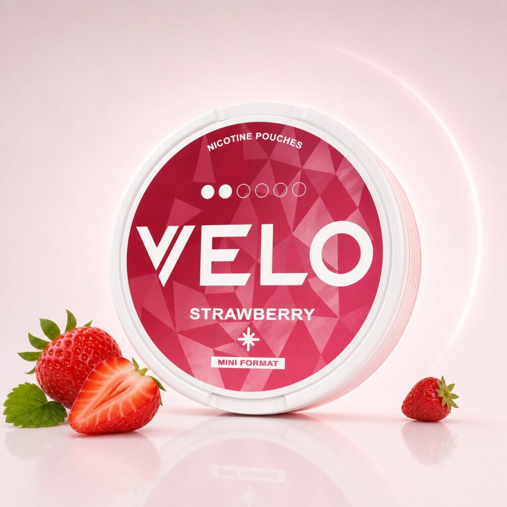 Velo Strawberry Ice 6mg Nicotine Pouches — 6mg nicotine per pouch, mini format, 20 pouches