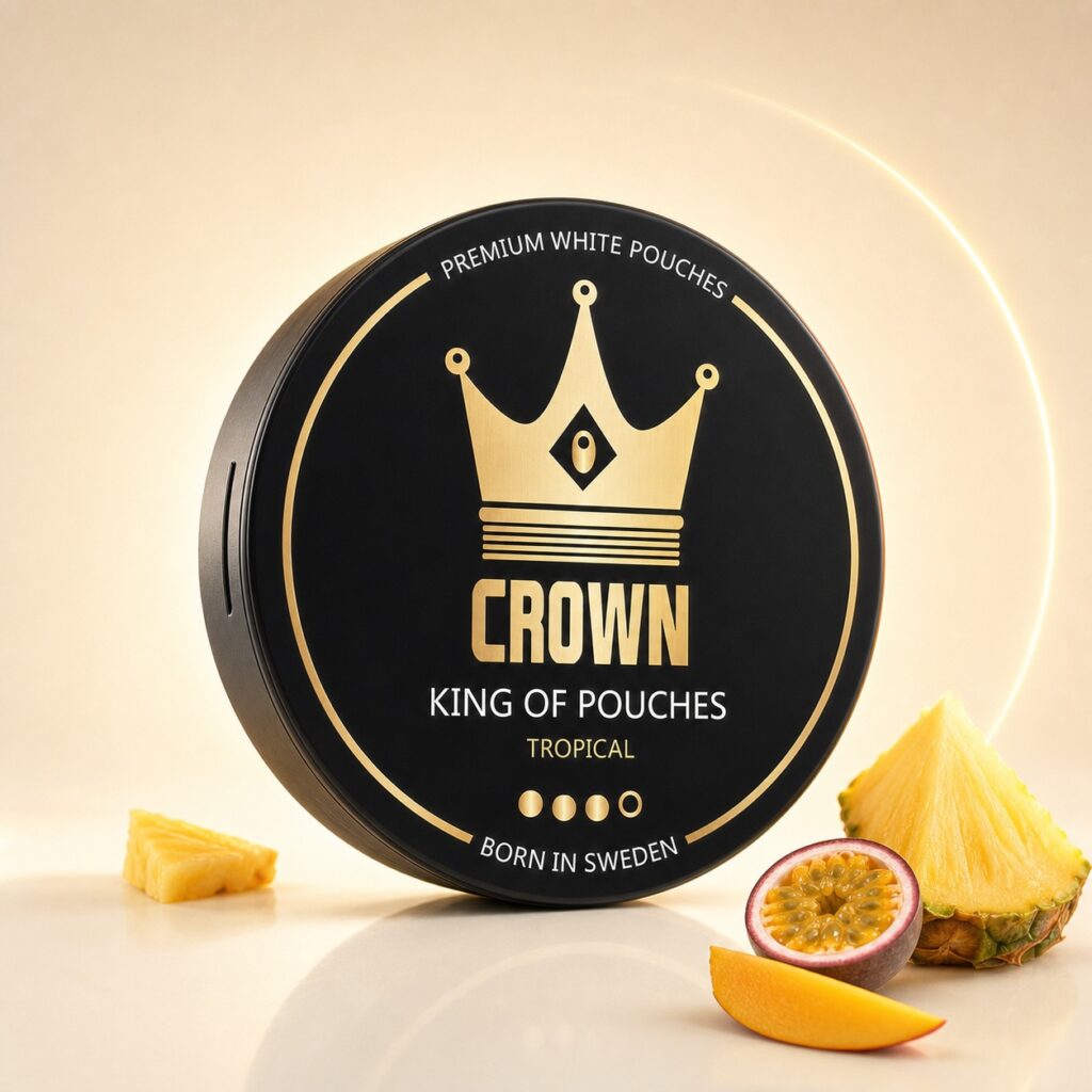 Crown Tropical 9mg Nicotine Pouches — 9mg nicotine per pouch, slim format, 20 pouches