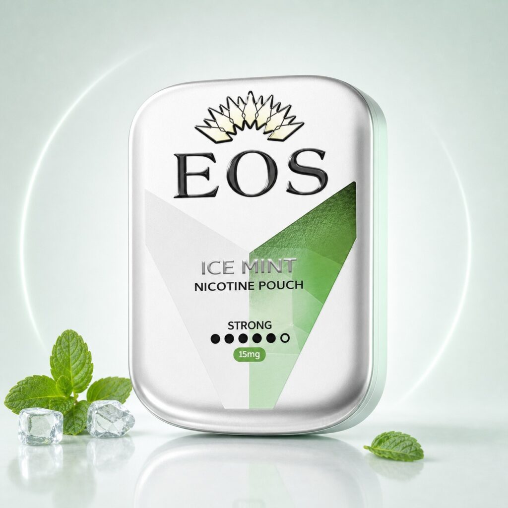 Eos Ice Mint 15mg Nicotine Pouches — 15mg nicotine per pouch, slim format, 20 pouches