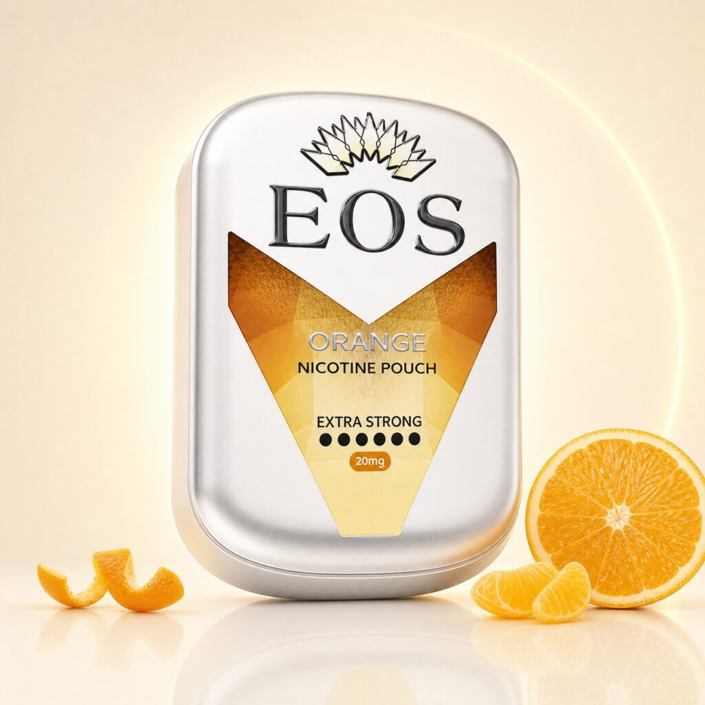 Eos Orange 20mg Nicotine Pouches — 20mg nicotine per pouch, slim format, 20 pouches