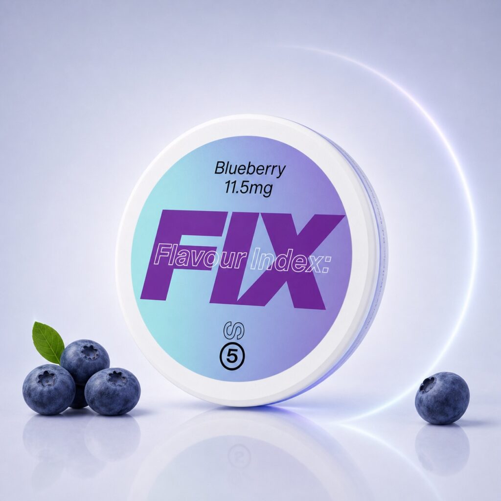 Fix Blueberry Ice 11.5mg Nicotine Pouches — 11.5mg nicotine per pouch, slim format, 20 pouches