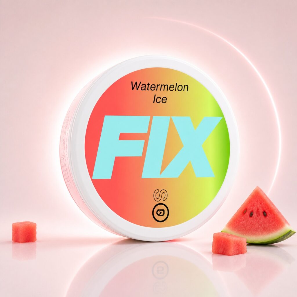 Fix Watermelon Ice 11.5mg Nicotine Pouches — 11.5mg nicotine per pouch, slim format, 20 pouches