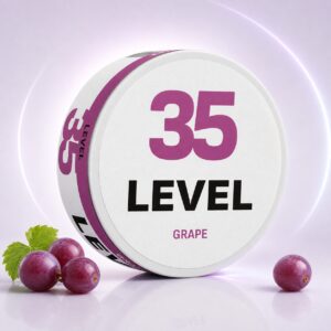 Level Grape 22.3mg Nicotine Pouches — 22.3mg nicotine per pouch, slim format, 20 pouches
