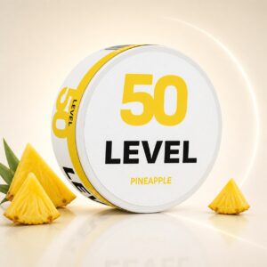 Level Pineapple 32.5mg Nicotine Pouches — 32.5mg nicotine per pouch, slim format, 20 pouches